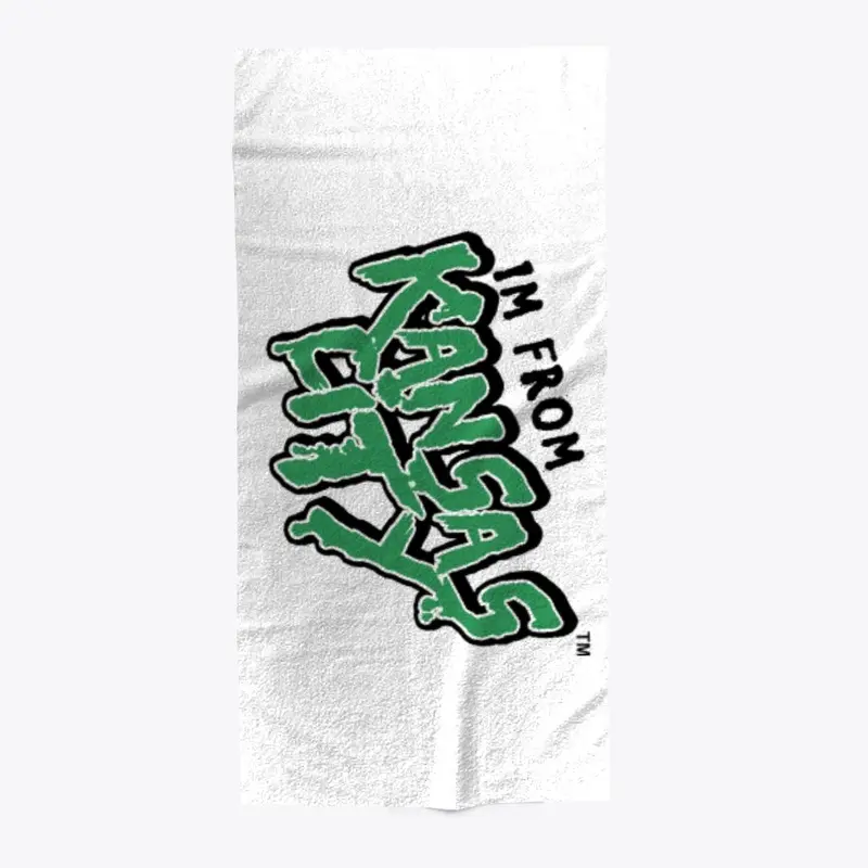 Beach towel green font 