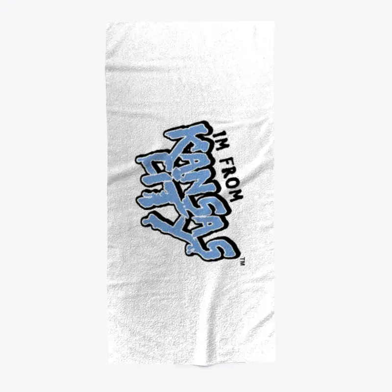 Light Blue font beach towel 