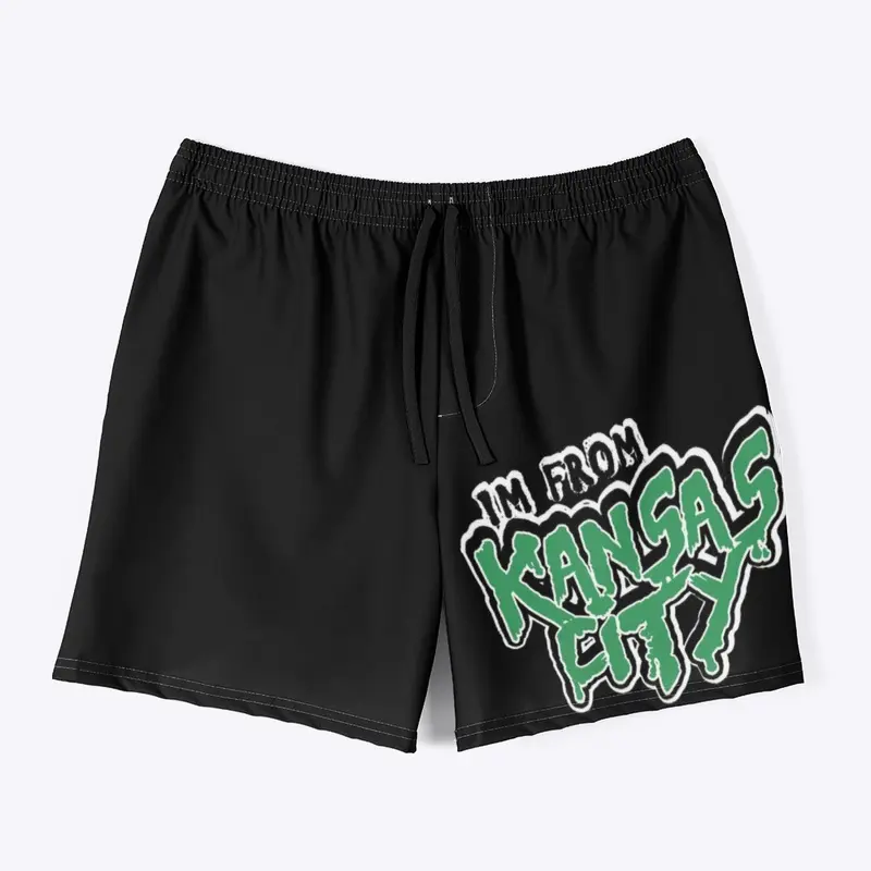 Green font swim trunk