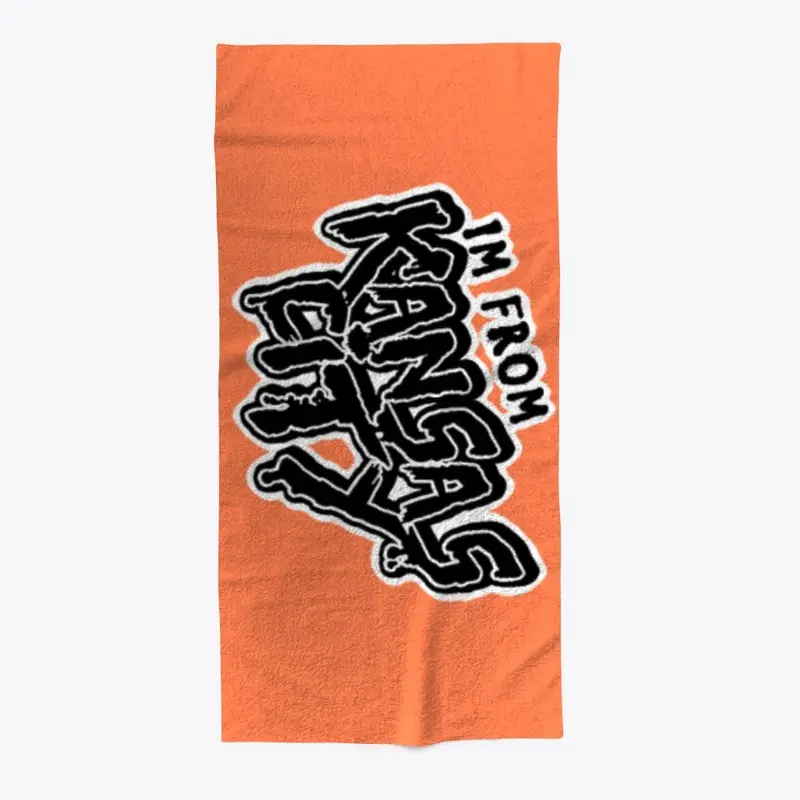 Black font Beach Towel